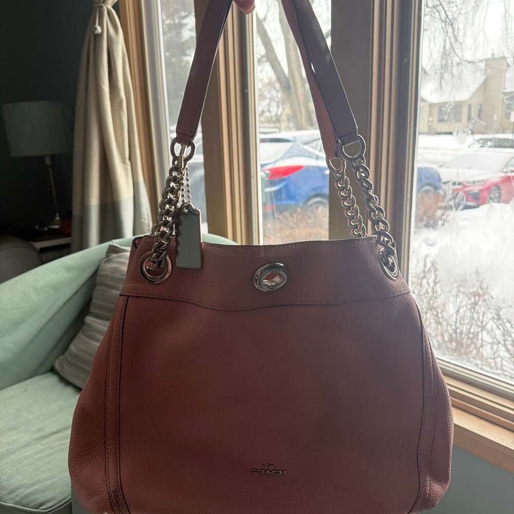 Coach 36855 Turnlock Edie 31 Pink Pebble Leather Shoulder Bag